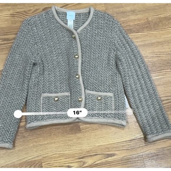 PATOU Neutral Alpaca Wool Blend Knitted Fitted Jacket Size XL - Picture 5 of 10